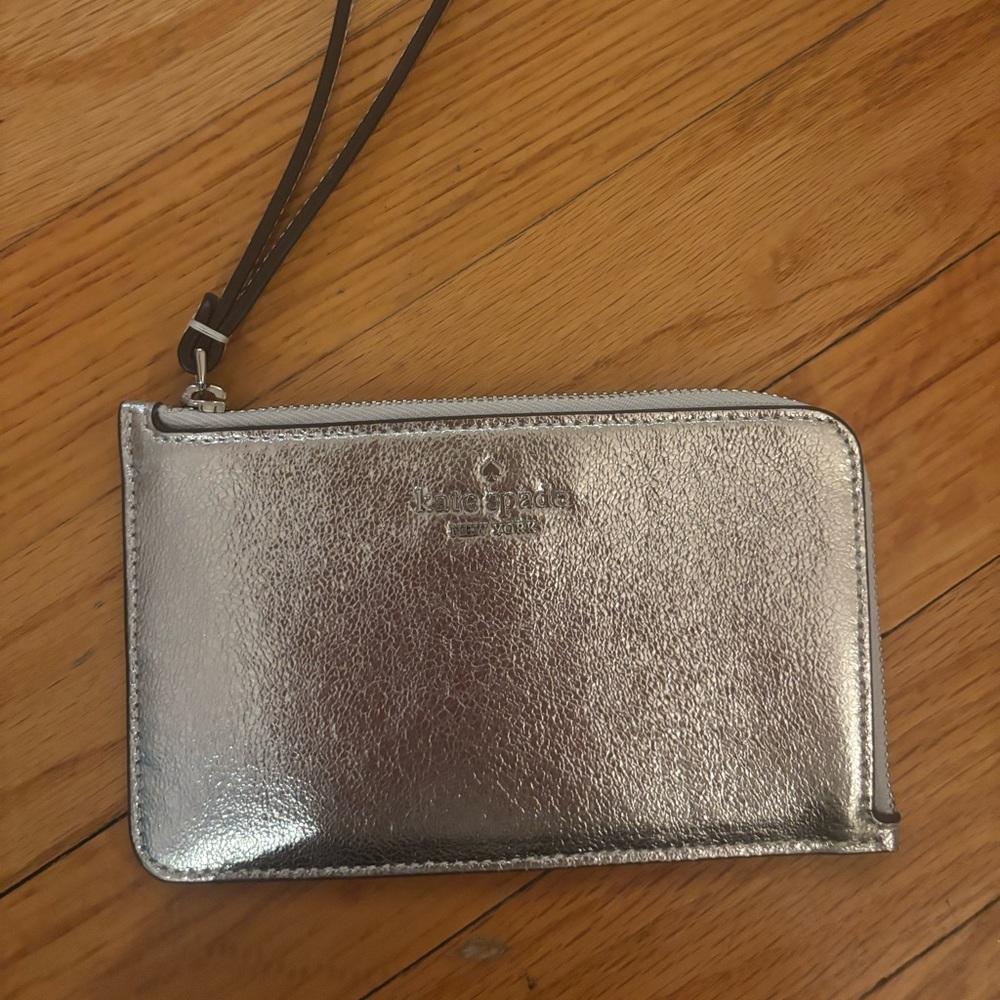 Kate Spade Metallic Silver Wristlet